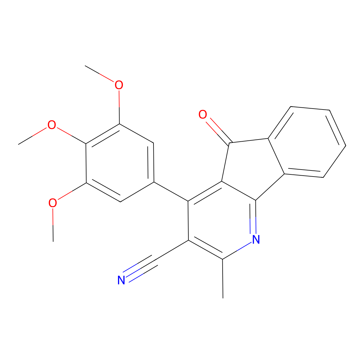 2-methyl-5-oxo-4-(3,4,5-trimethoxyphenyl)-5H-indeno[1,2-b]pyridine-3-carbonitrile molecular structure, CAS 371203-61-1