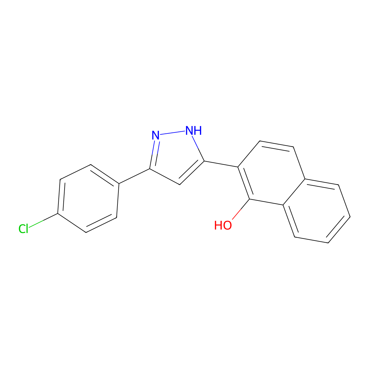 2-[5-(4-chlorophenyl)-1H-pyrazol-3-yl]naphthalen-1-ol molecular structure, CAS 371204-06-7
