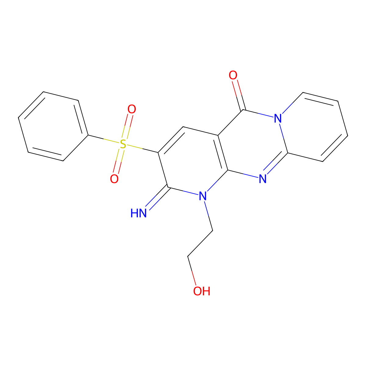 1-(2-hydroxyethyl)-2-imino-3-(phenylsulfonyl)-1H-dipyrido[1,2-a:2',3'-d]pyrimidin-5(2H)-one molecular structure, CAS 371204-12-5