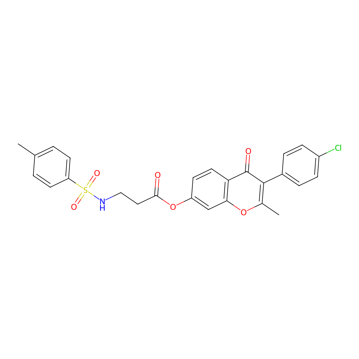 3-(4-chlorophenyl)-2-methyl-4-oxo-4H-chromen-7-yl N-[(4-methylphenyl)sulfonyl]-beta-alaninate molecular structure, CAS 371204-51-2
