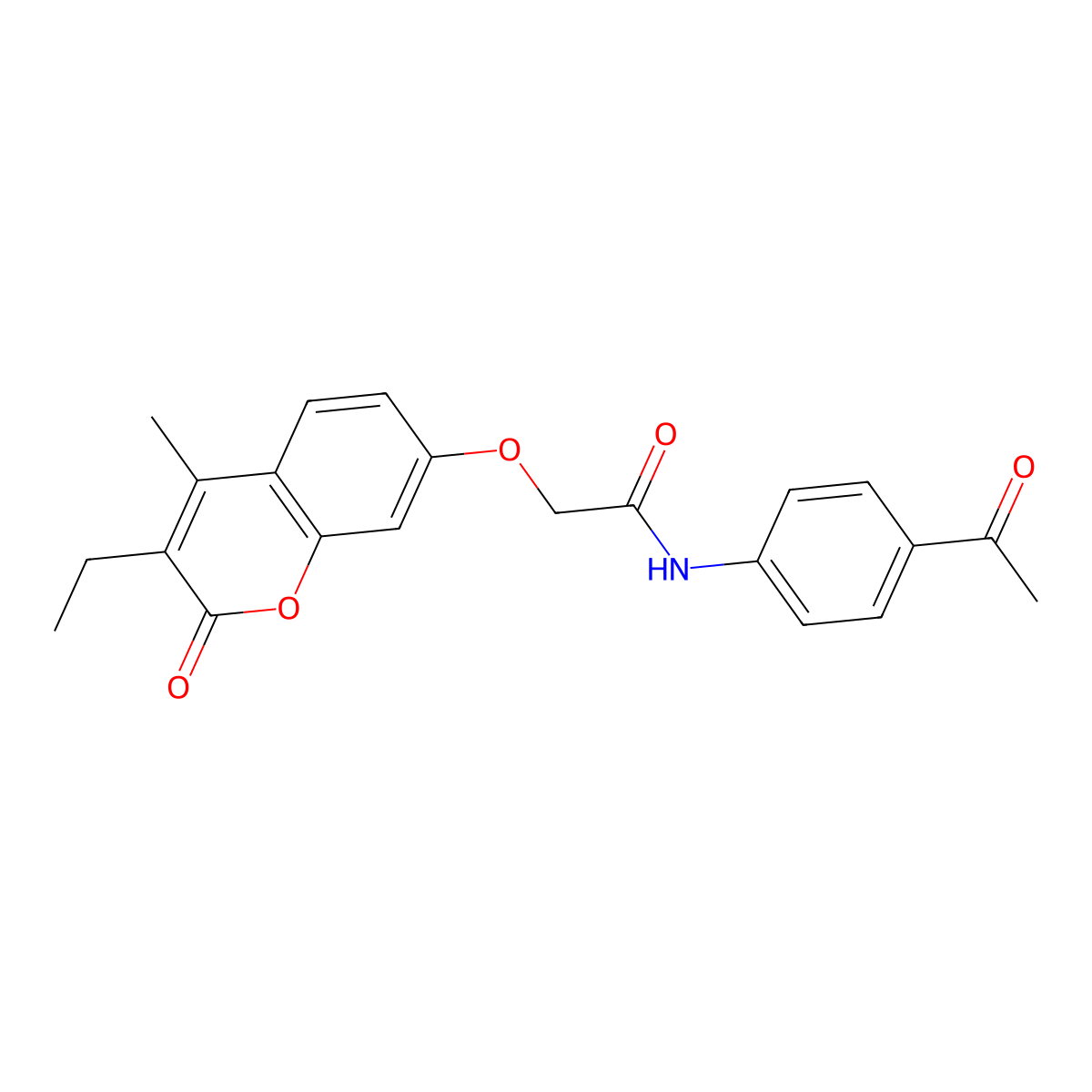 N-(4-acetylphenyl)-2-(3-ethyl-4-methyl-2-oxochromen-7-yl)oxyacetamide molecular structure, CAS 371205-14-0