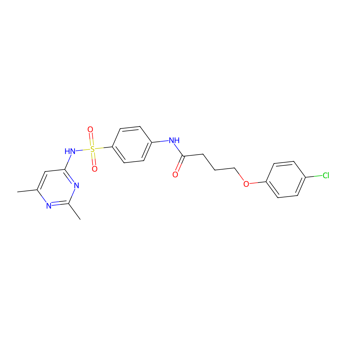 4-(4-chlorophenoxy)-N-{4-[(2,6-dimethylpyrimidin-4-yl)sulfamoyl]phenyl}butanamide molecular structure, CAS 371205-19-5