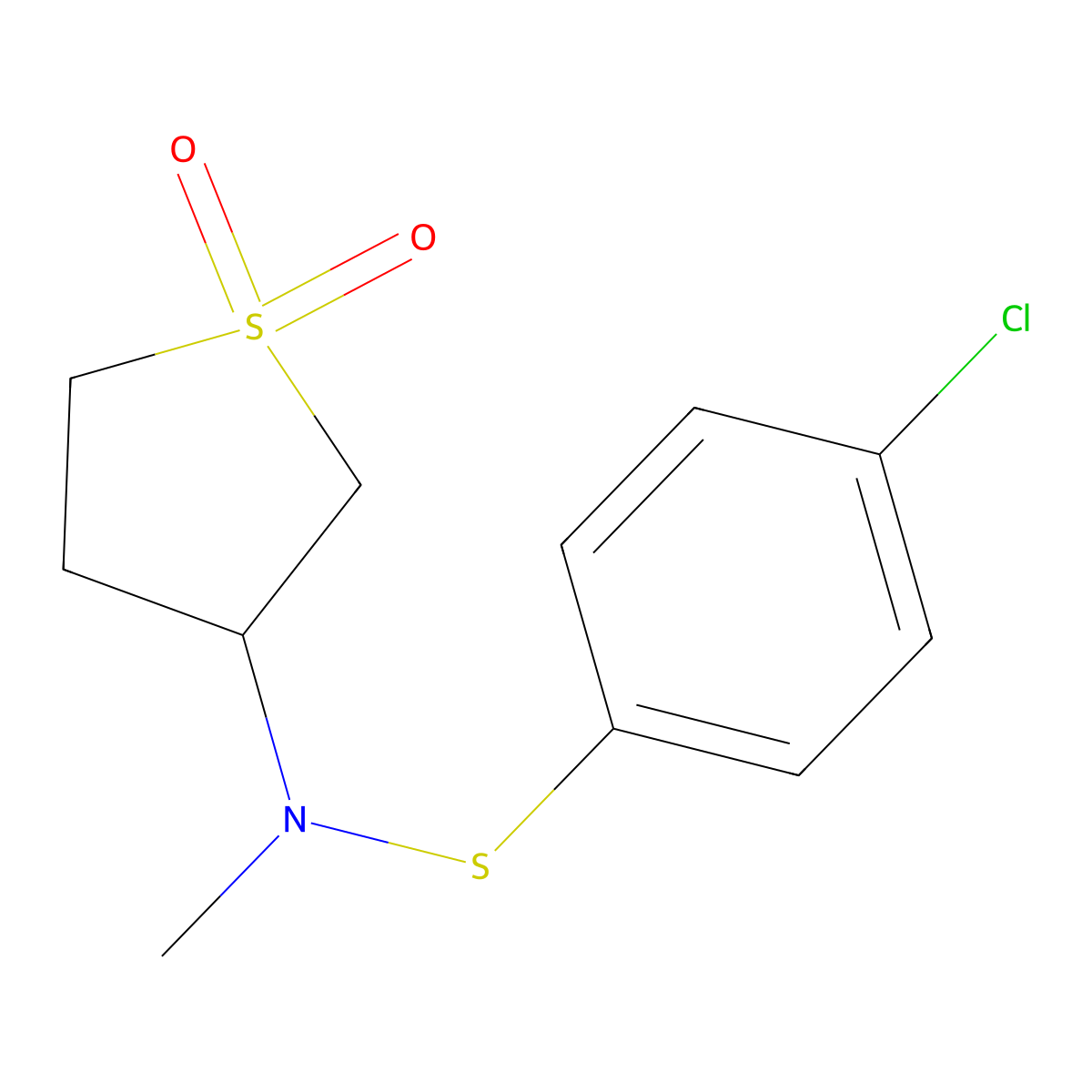 N-(4-chlorophenyl)sulfanyl-N-methyl-1,1-dioxothiolan-3-amine molecular structure, CAS 371205-62-8