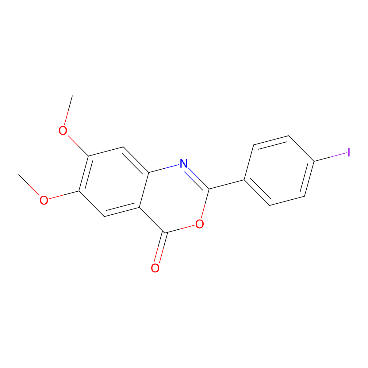 2-(4-iodophenyl)-6,7-dimethoxy-4H-3,1-benzoxazin-4-one molecular structure, CAS 371205-72-0