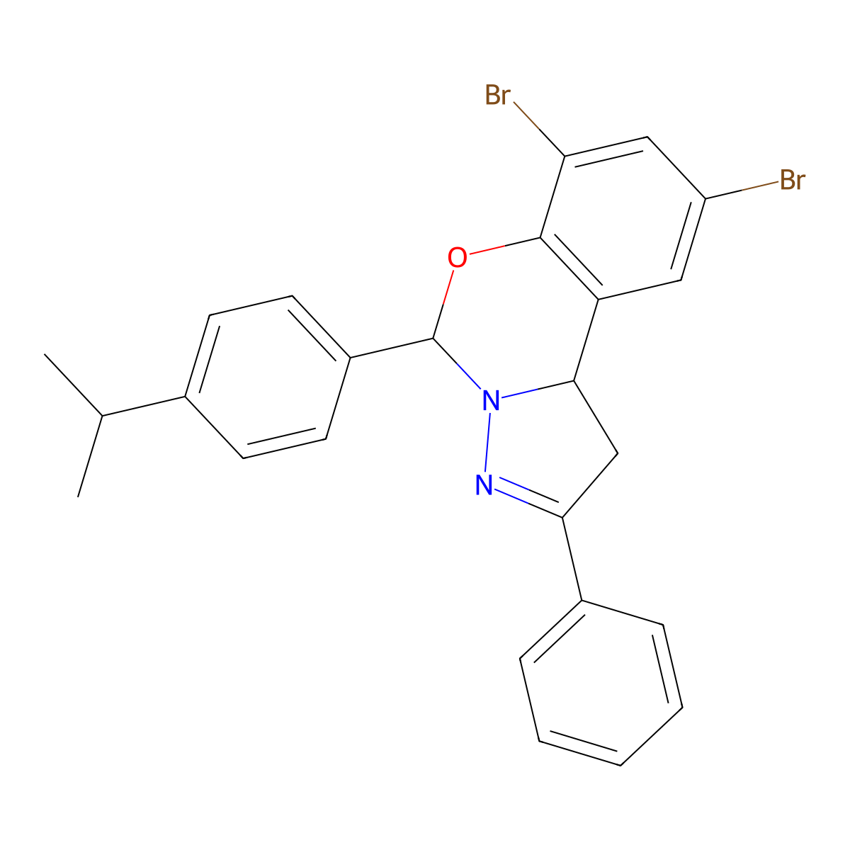 7,9-Dibromo-2-phenyl-5-[4-(propan-2-yl)phenyl]-1,10b-dihydropyrazolo[1,5-c][1,3]benzoxazine molecular structure, CAS 371205-95-7