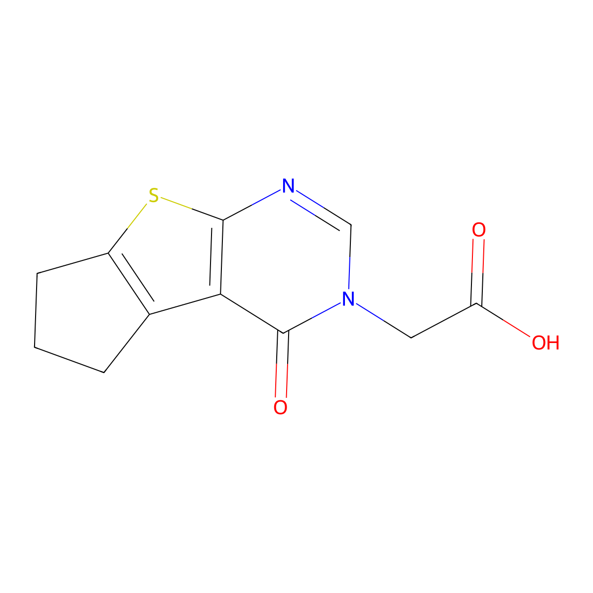 2-(4-Oxo-4,5,6,7-tetrahydro-3H-cyclopenta[4,5]thieno[2,3-d]pyrimidin-3-yl)acetic acid molecular structure, CAS 371206-03-0