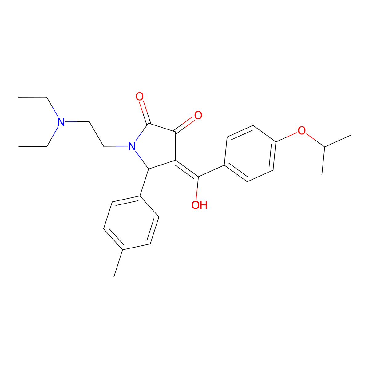 1-[2-(diethylamino)ethyl]-3-hydroxy-5-(4-methylphenyl)-4-[4-(propan-2-yloxy)benzoyl]-2,5-dihydro-1H-pyrrol-2-one molecular structure, CAS 371206-12-1