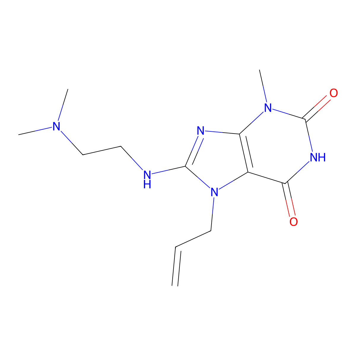 7-allyl-8-((2-(dimethylamino)ethyl)amino)-3-methyl-1H-purine-2,6(3H,7H)-dione molecular structure, CAS 371206-13-2