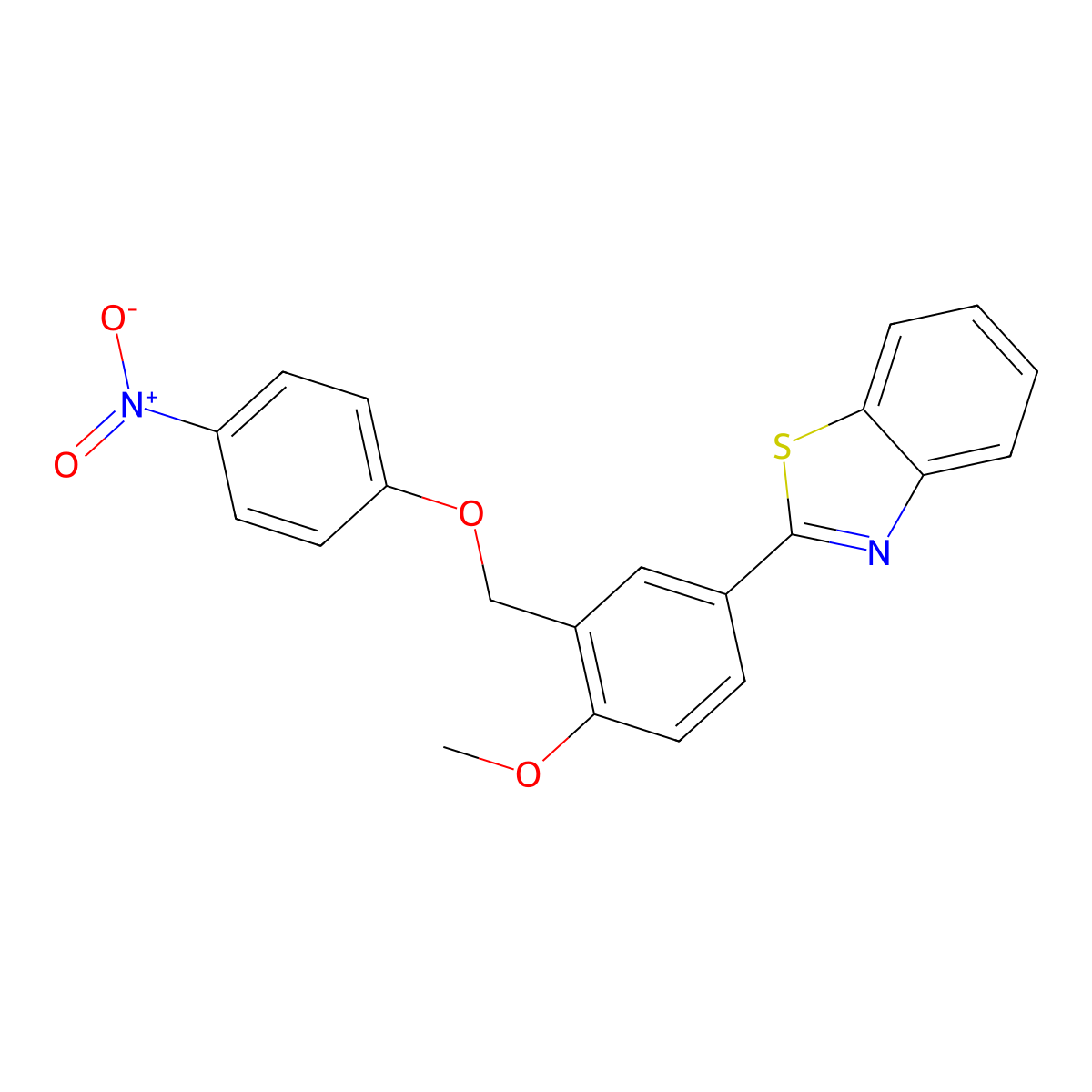 2-[4-Methoxy-3-[(4-nitrophenoxy)methyl]phenyl]-1,3-benzothiazole molecular structure, CAS 371206-24-5