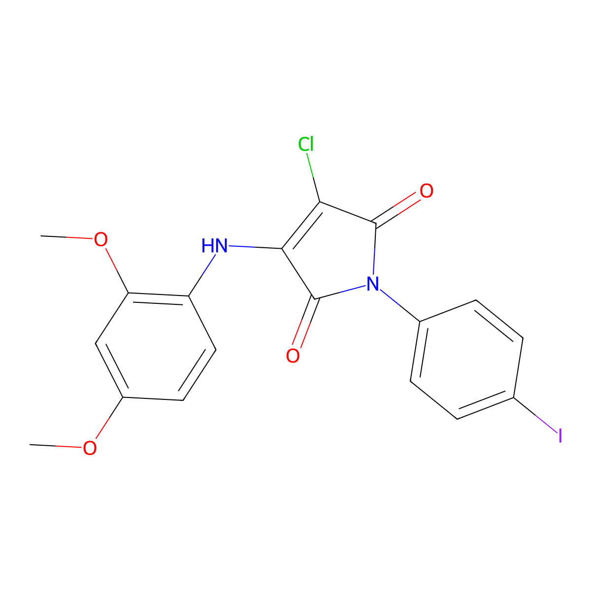 3-chloro-4-((2,4-dimethoxyphenyl)amino)-1-(4-iodophenyl)-1H-pyrrole-2,5-dione molecular structure, CAS 371206-27-8