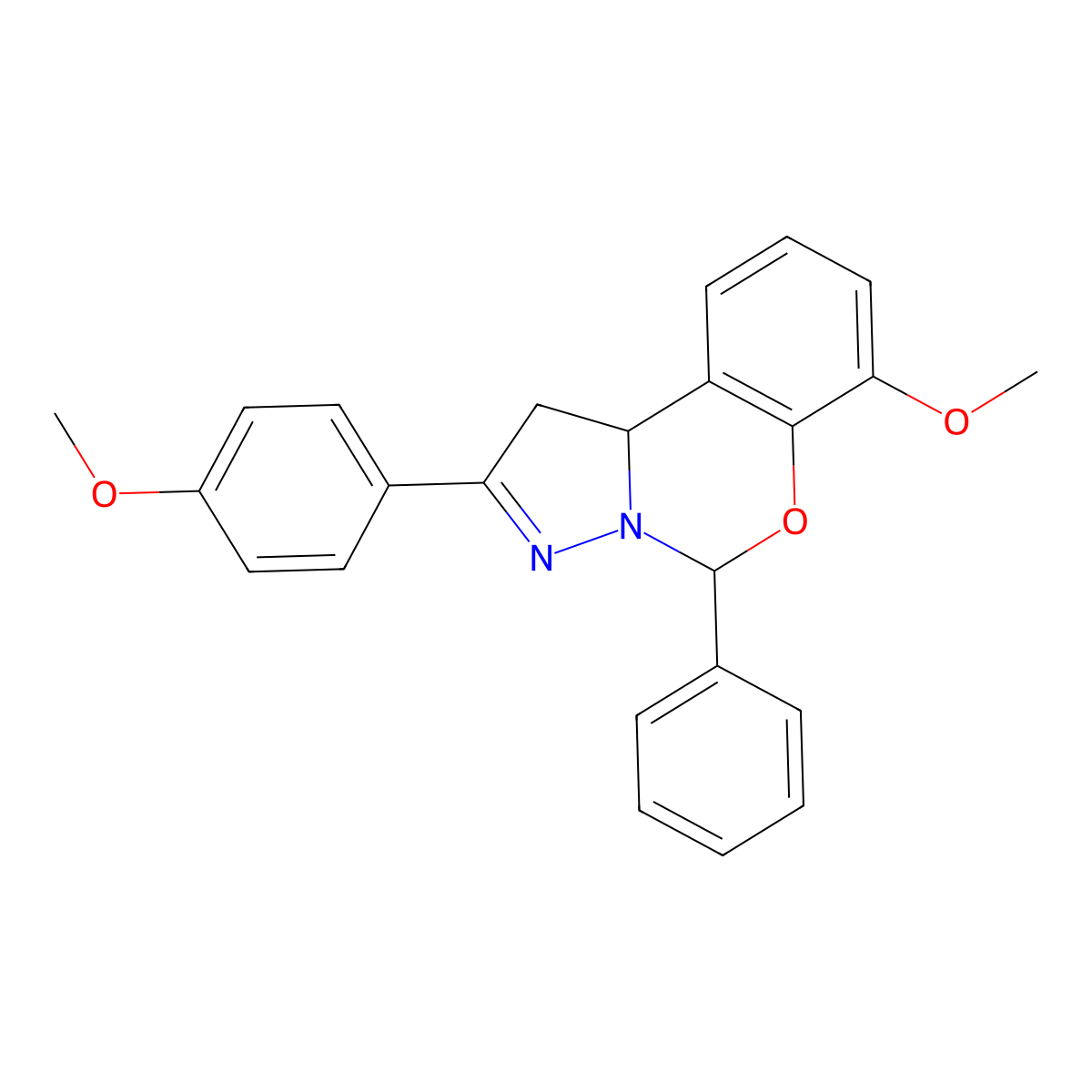 7-Methoxy-2-(4-methoxyphenyl)-5-phenyl-1,10b-dihydropyrazolo[1,5-c][1,3]benzoxazine molecular structure, CAS 371206-35-8