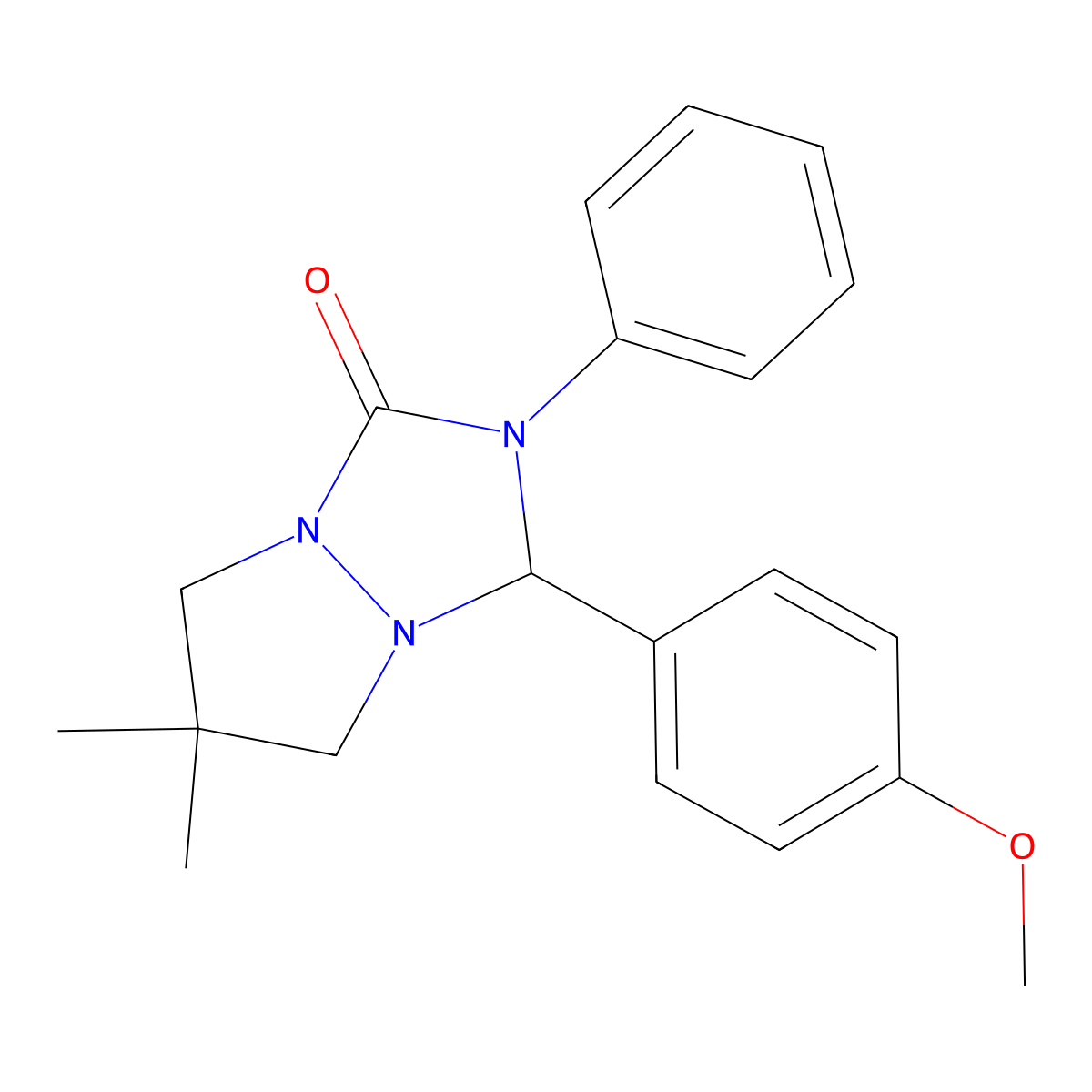 3-(4-methoxyphenyl)-6,6-dimethyl-2-phenyltetrahydro-1H,5H-pyrazolo[1,2-a][1,2,4]triazol-1-one molecular structure, CAS 371206-59-6