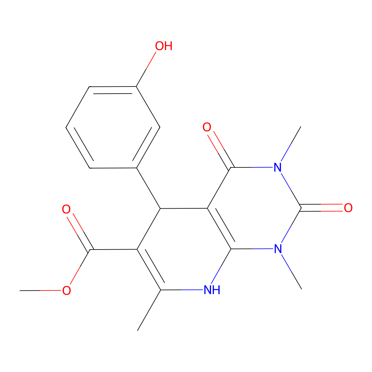 Methyl 5-(3-hydroxyphenyl)-1,3,7-trimethyl-2,4-dioxo-1,2,3,4,5,8-hexahydropyrido[2,3-d]pyrimidine-6-carboxylate molecular structure, CAS 371207-05-5
