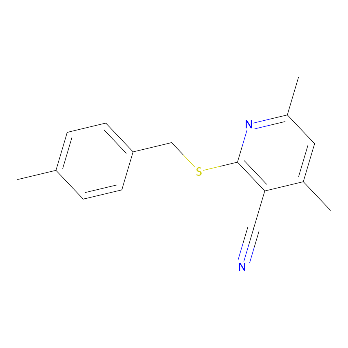 4,6-Dimethyl-2-[(4-methylphenyl)methylsulfanyl]pyridine-3-carbonitrile molecular structure, CAS 371207-12-4