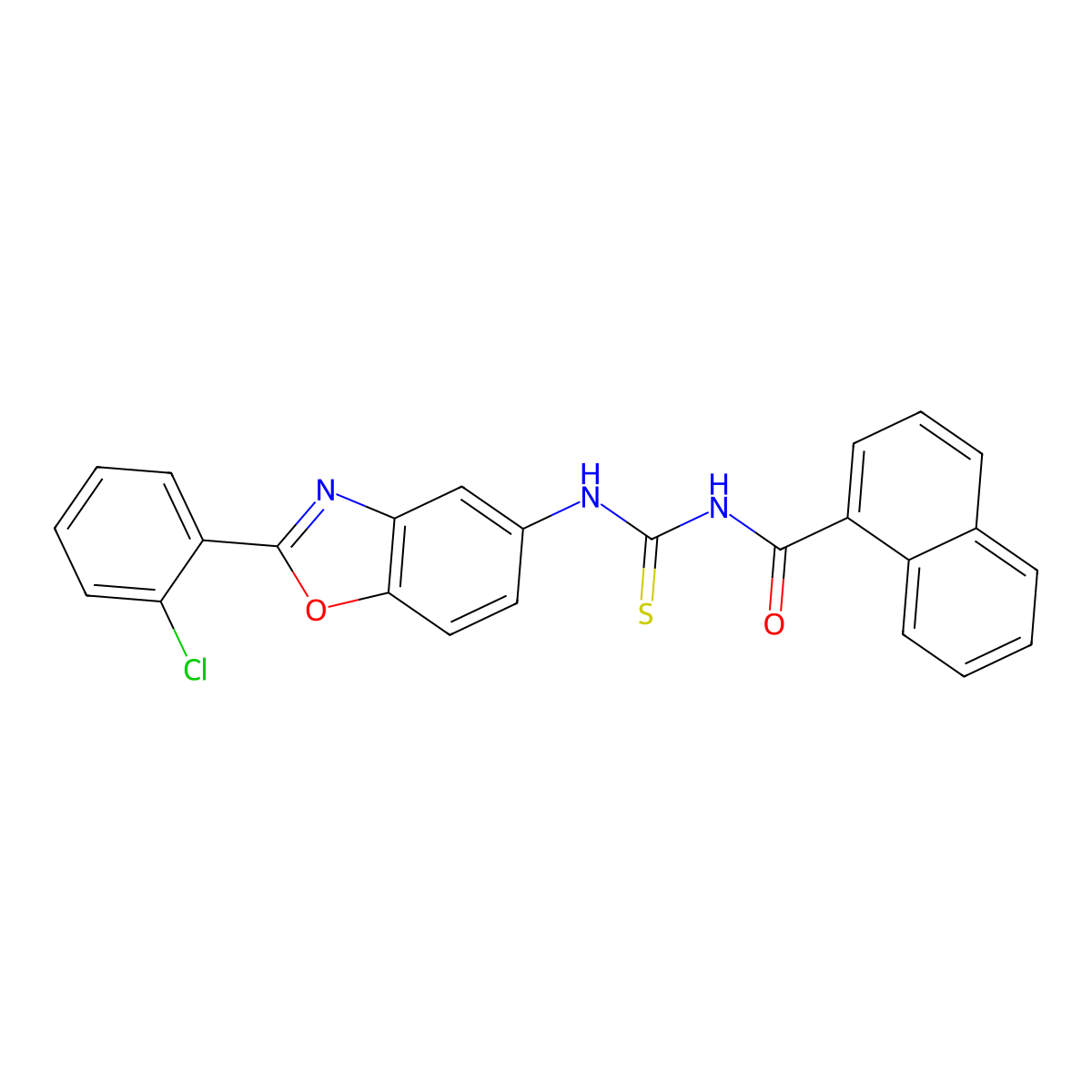 N-[[2-(2-chlorophenyl)-1,3-benzoxazol-5-yl]carbamothioyl]naphthalene-1-carboxamide molecular structure, CAS 371207-24-8
