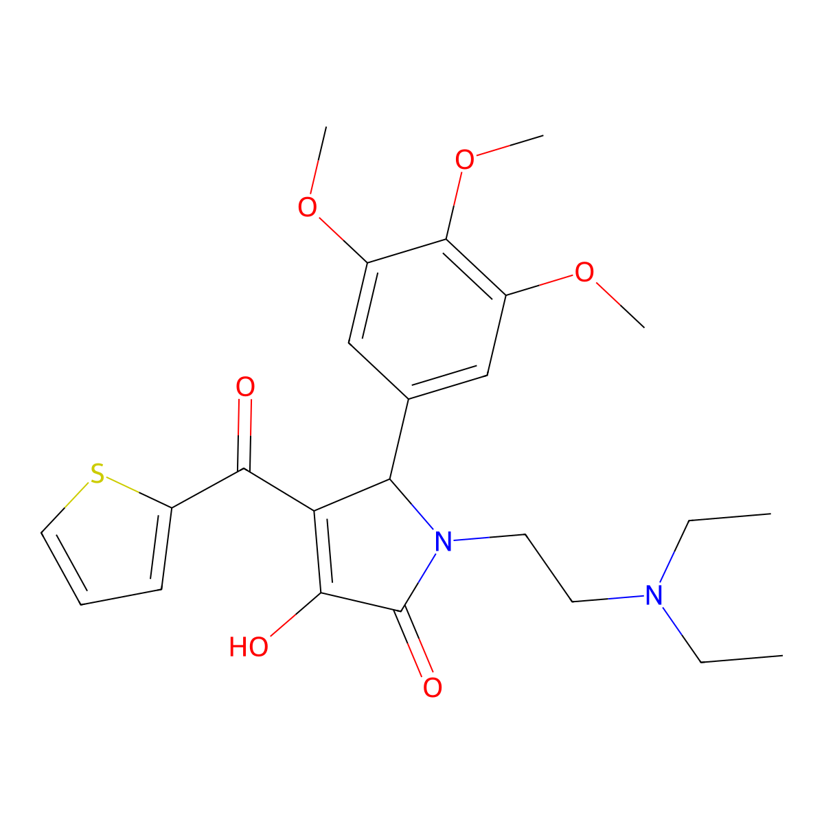 (4E)-1-[2-(diethylamino)ethyl]-4-[hydroxy(thiophen-2-yl)methylidene]-5-(3,4,5-trimethoxyphenyl)pyrrolidine-2,3-dione molecular structure, CAS 371207-53-3