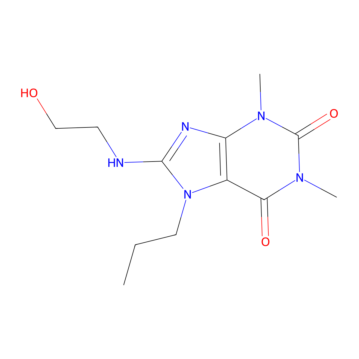 8-(2-Hydroxyethylamino)-1,3-dimethyl-7-propylpurine-2,6-dione molecular structure, CAS 371208-16-1