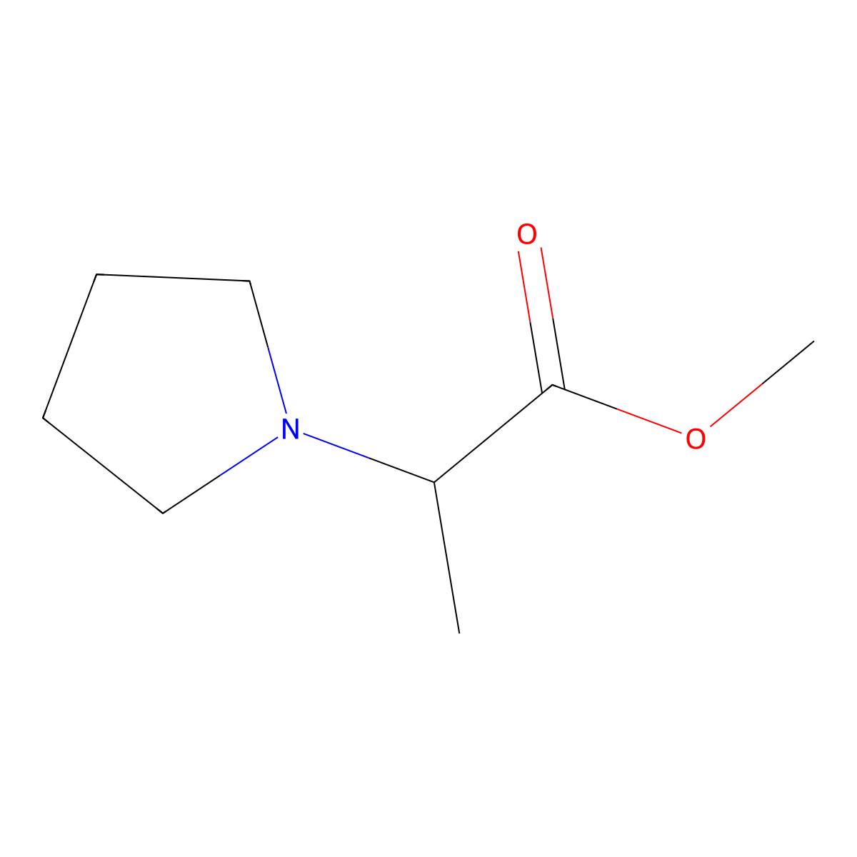 (R)-Methyl 2-(pyrrolidin-1-yl)propanoate molecular structure, CAS 371208-66-1
