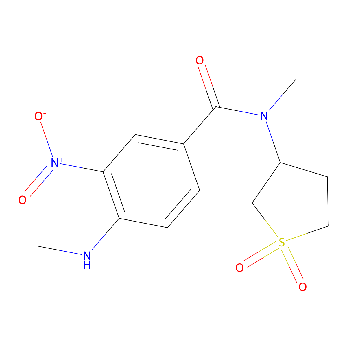 N-(1,1-dioxidotetrahydro-3-thienyl)-3-nitro-N-methyl-4-(methylamino)benzamide molecular structure, CAS 371209-00-6