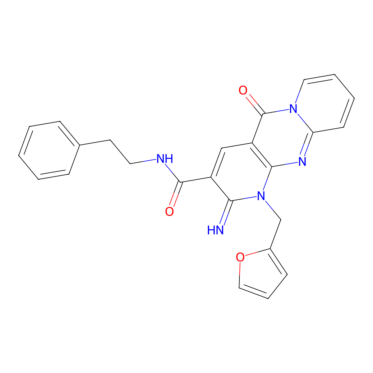 1-(2-furylmethyl)-2-imino-5-oxo-N-(2-phenylethyl)-1,5-dihydro-2H-dipyrido[1,2-a:2,3-d]pyrimidine-3-carboxamide molecular structure, CAS 371209-57-3