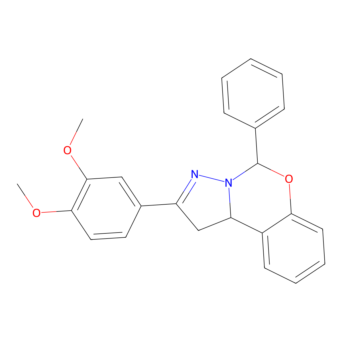 2-(3,4-Dimethoxyphenyl)-5-phenyl-1,10b-dihydropyrazolo[1,5-c][1,3]benzoxazine molecular structure, CAS 371209-66-4