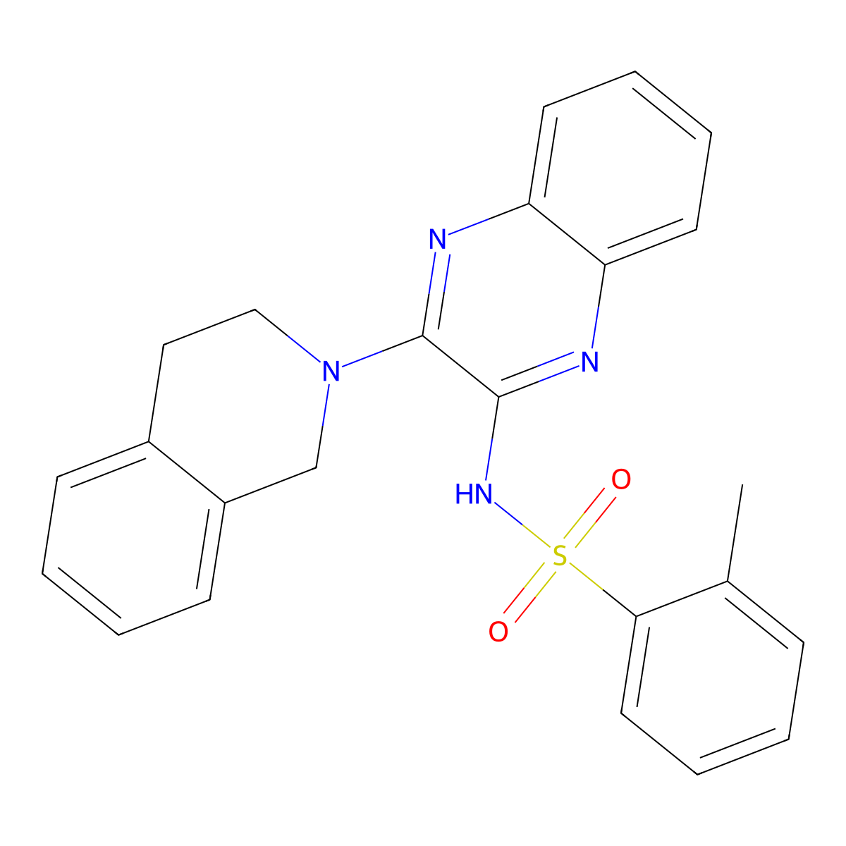 N-[3-(3,4-dihydro-1H-isoquinolin-2-yl)quinoxalin-2-yl]-2-methylbenzenesulfonamide molecular structure, CAS 371210-00-3