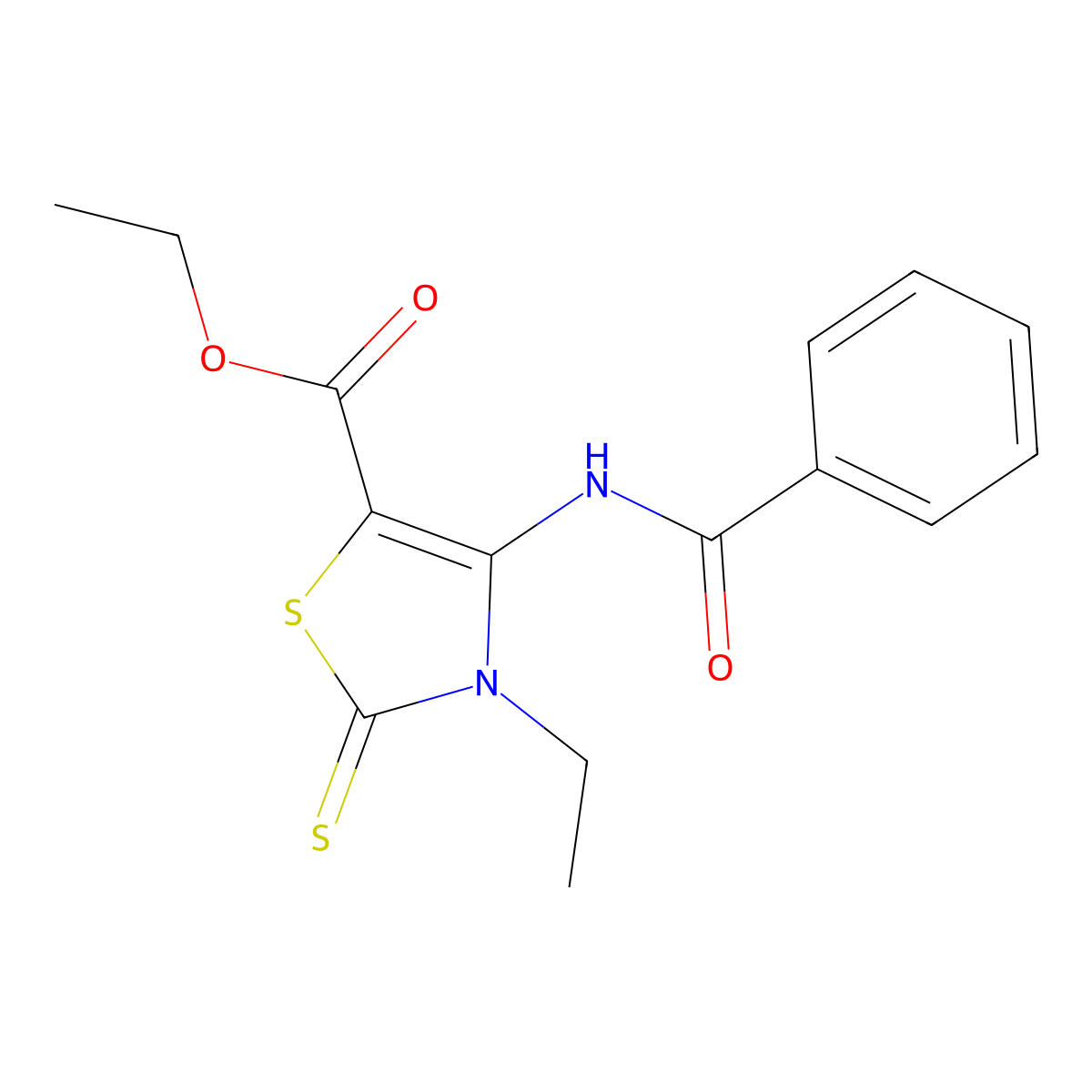 Ethyl 4-benzamido-3-ethyl-2-sulfanylidene-1,3-thiazole-5-carboxylate molecular structure, CAS 371210-22-9