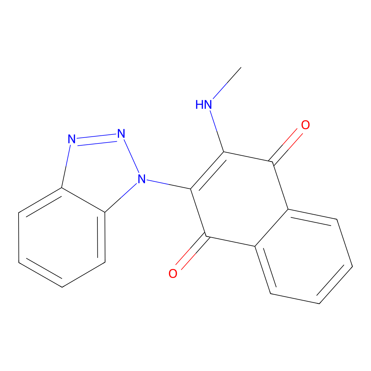 2-(1H-benzo[d][1,2,3]triazol-1-yl)-3-(methylamino)naphthalene-1,4-dione molecular structure, CAS 371210-36-5