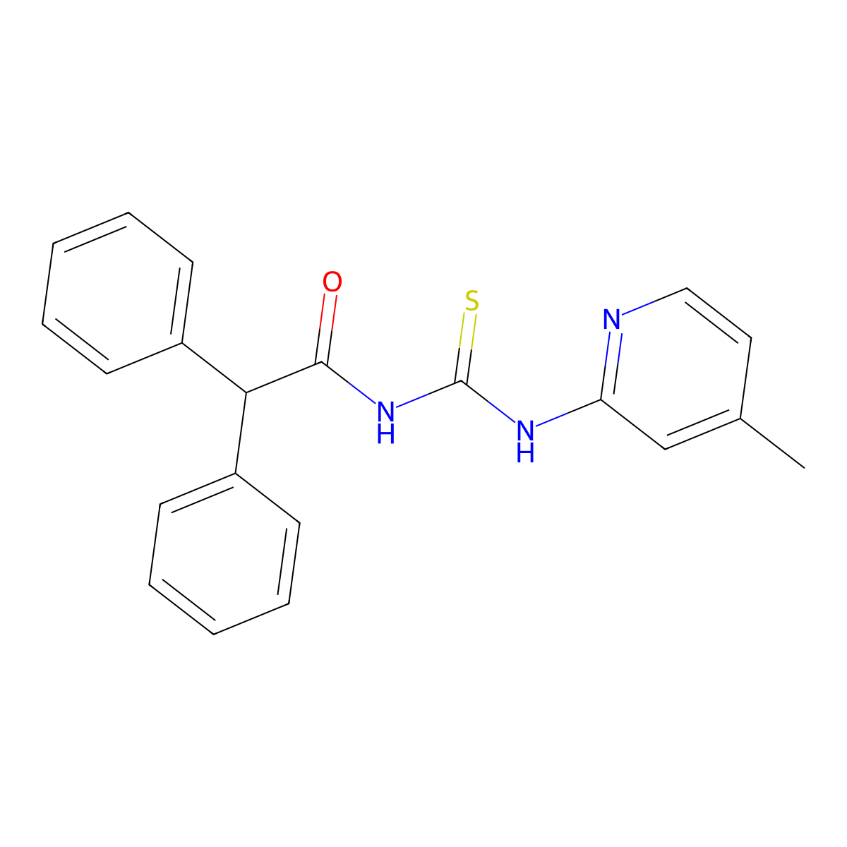 N-[(4-methylpyridin-2-yl)carbamothioyl]-2,2-diphenylacetamide molecular structure, CAS 371210-95-6