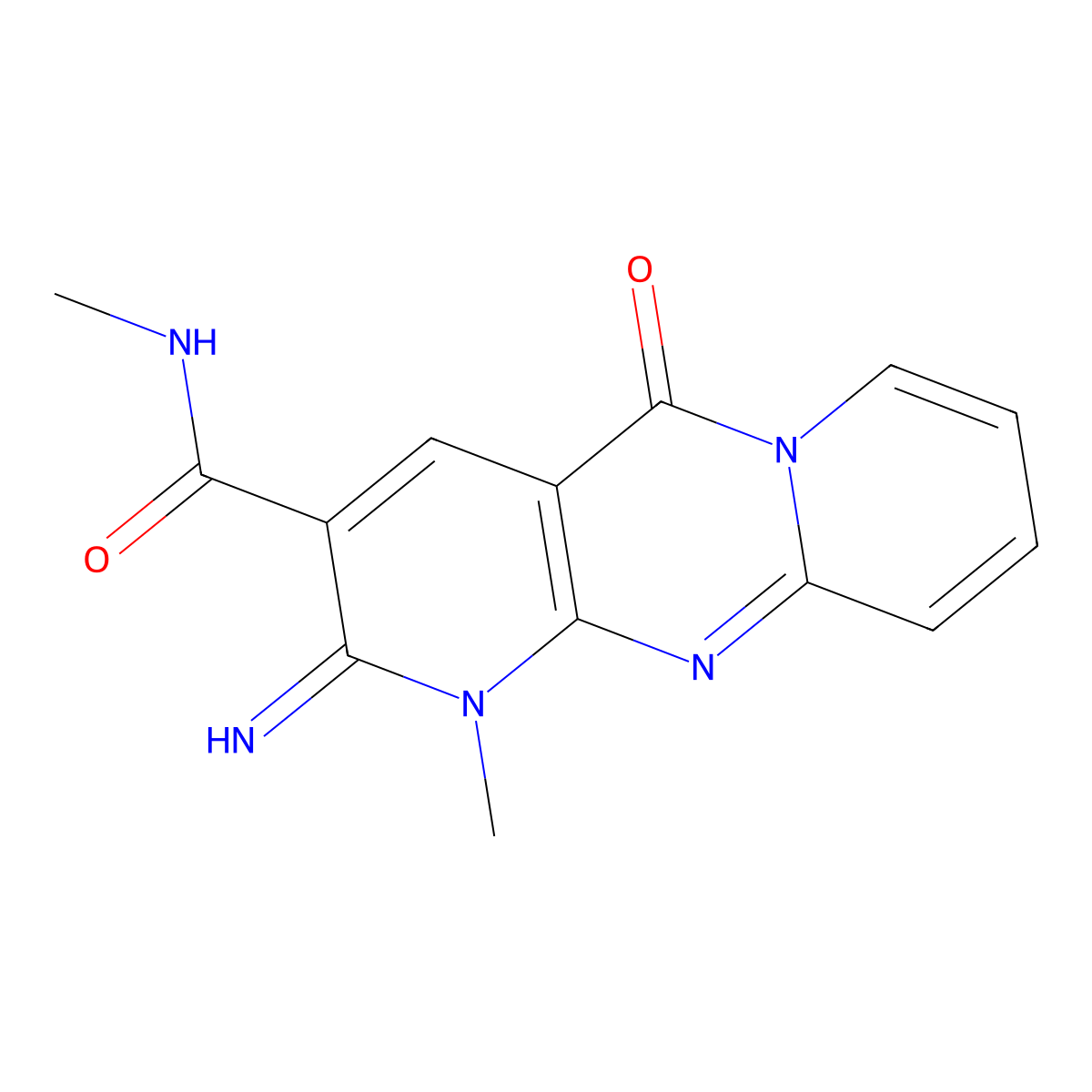 (2-imino-1-methyl-5-oxo(1,6-dihydropyridino[1,2-a]pyridino[2,3-d]pyrimidin-3-y l))-N-methylcarboxamide molecular structure, CAS 371211-11-9