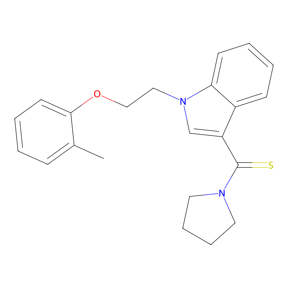 [1-[2-(2-Methylphenoxy)ethyl]indol-3-yl]-pyrrolidin-1-ylmethanethione molecular structure, CAS 371211-68-6