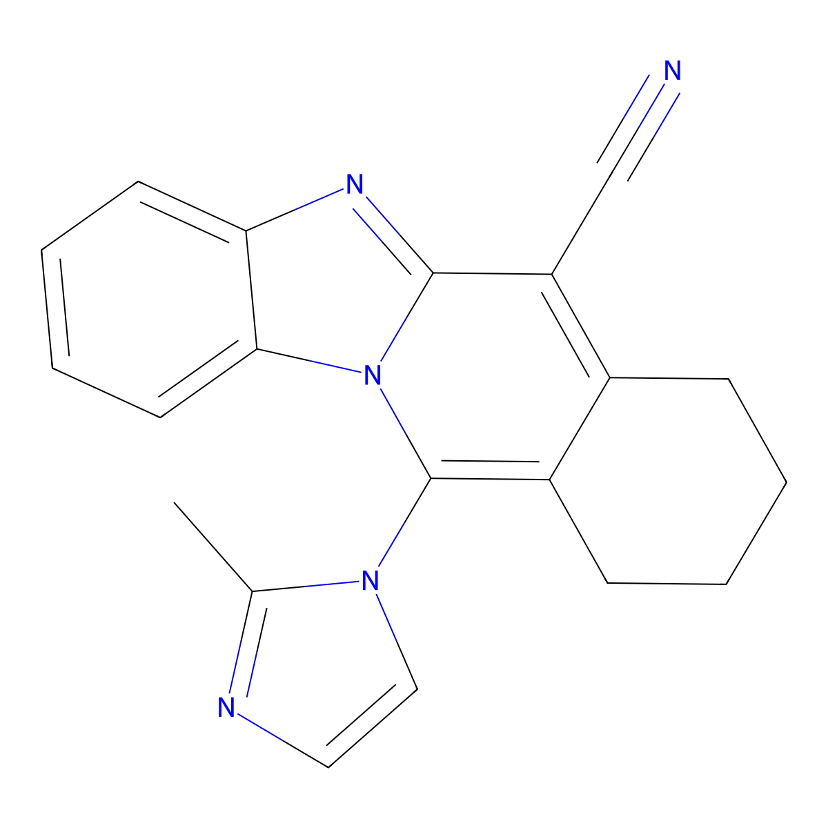 11-(2-methyl-1H-imidazol-1-yl)-7,8,9,10-tetrahydrobenzimidazo[1,2-b]isoquinoline-6-carbonitrile molecular structure, CAS 371211-70-0
