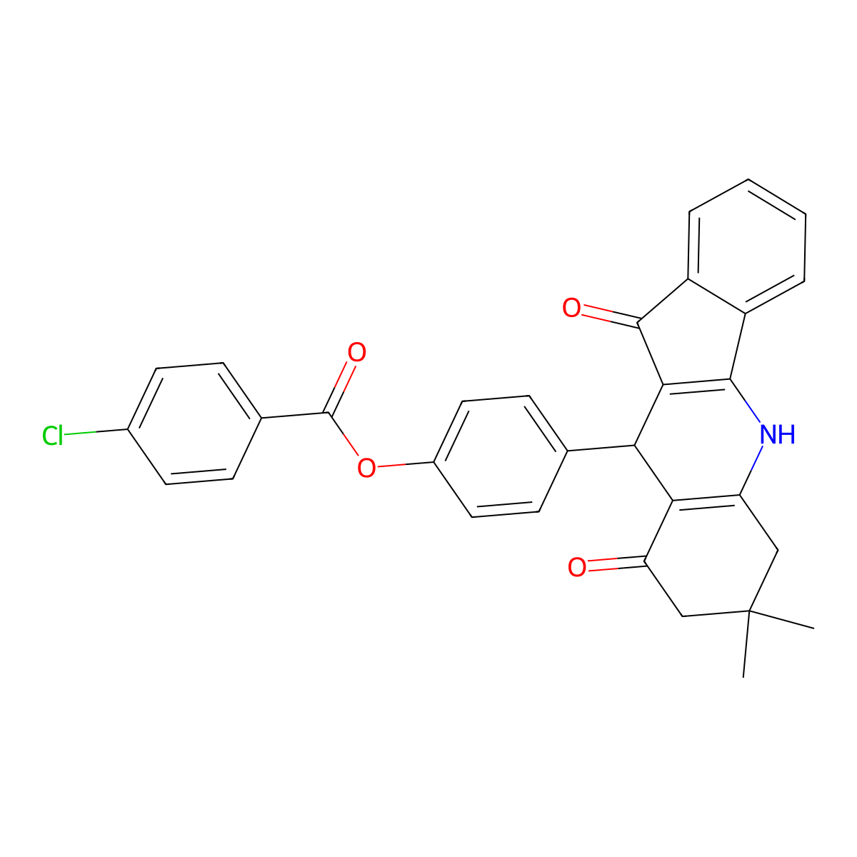 4-(7,7-dimethyl-9,11-dioxo-6,7,8,9,10,11-hexahydro-5H-indeno[1,2-b]quinolin-10-yl)phenyl 4-chlorobenzoate molecular structure, CAS 371211-85-7