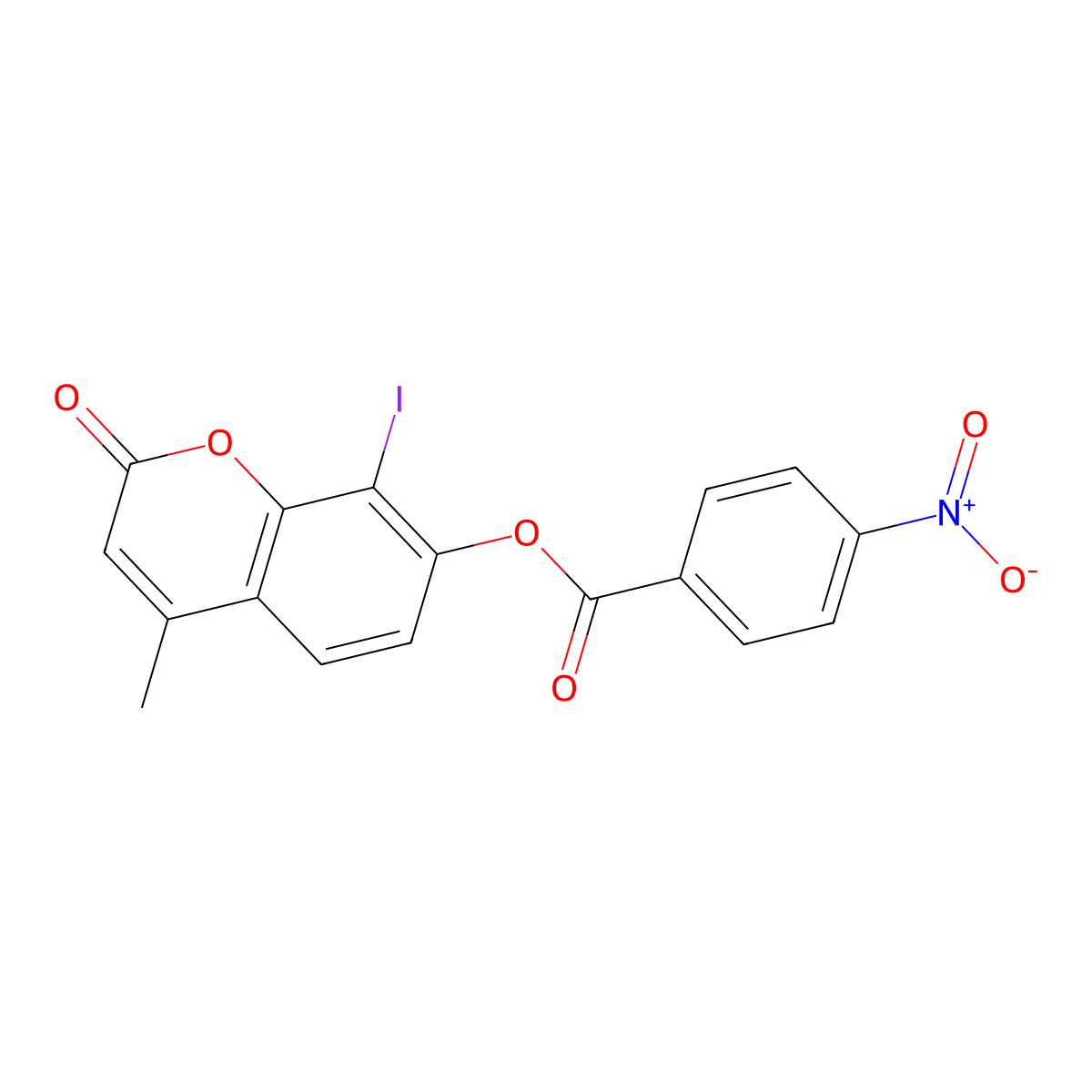 (8-Iodo-4-methyl-2-oxochromen-7-yl) 4-nitrobenzoate molecular structure, CAS 371212-10-1