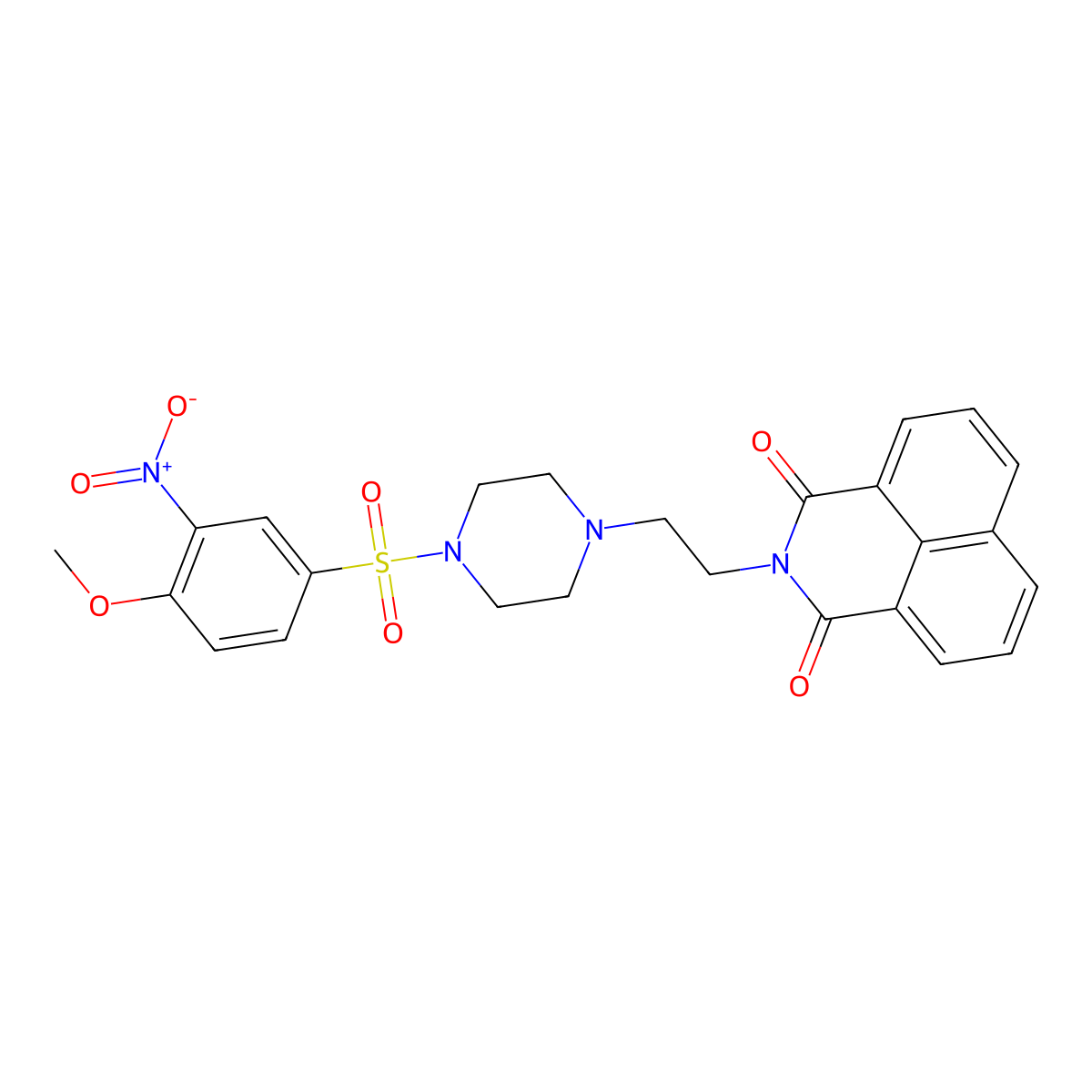 2-[2-[4-(4-Methoxy-3-nitrophenyl)sulfonylpiperazin-1-yl]ethyl]benzo[de]isoquinoline-1,3-dione molecular structure, CAS 371212-11-2
