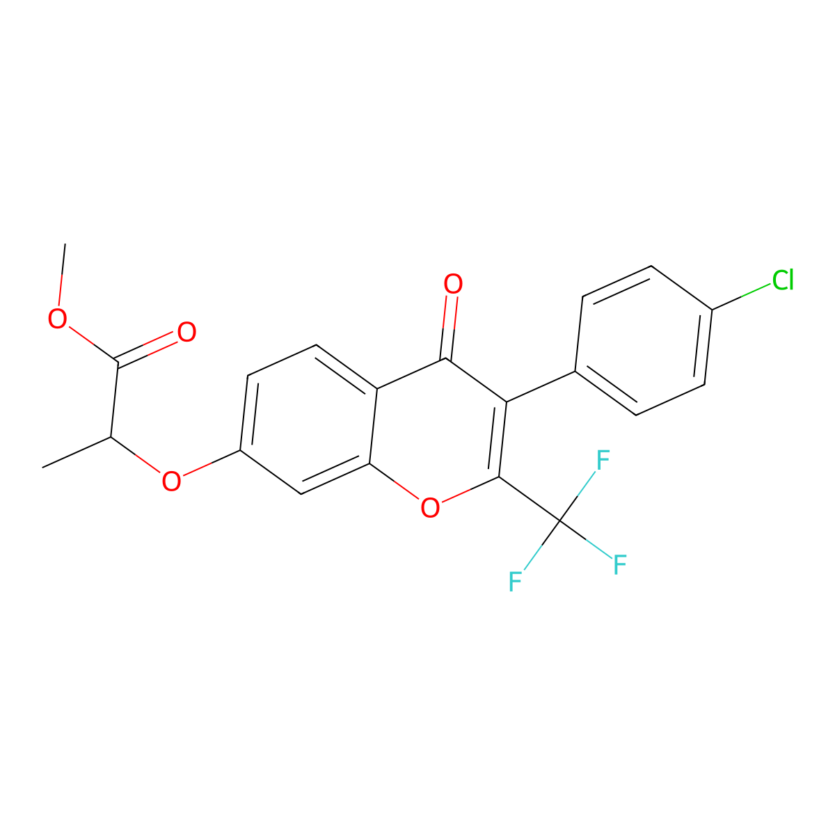 methyl 2-{[3-(4-chlorophenyl)-4-oxo-2-(trifluoromethyl)-4H-chromen-7-yl]oxy}propanoate molecular structure, CAS 371212-15-6