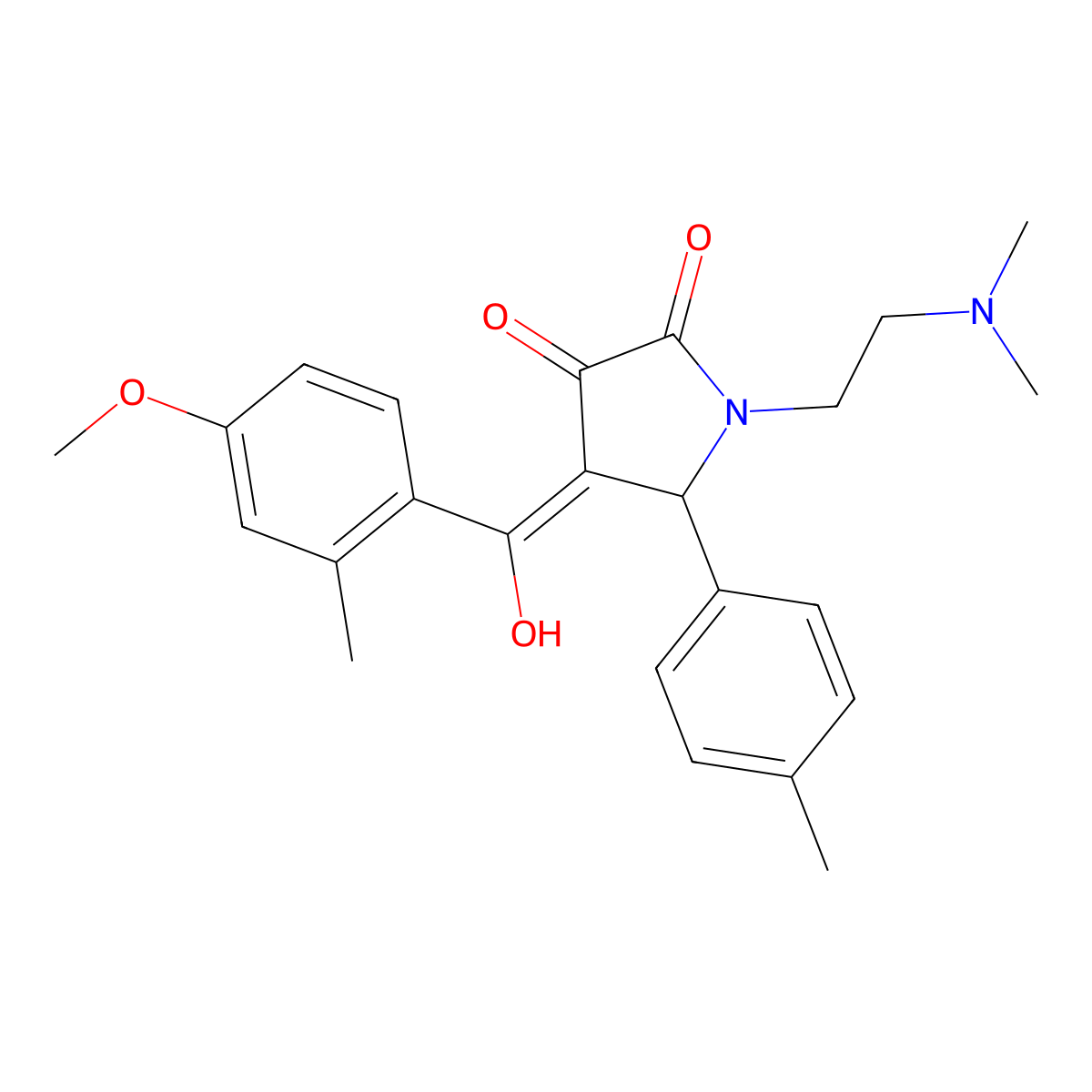 1-[2-(dimethylamino)ethyl]-3-hydroxy-4-(4-methoxy-2-methylbenzoyl)-5-(4-methylphenyl)-2,5-dihydro-1H-pyrrol-2-one molecular structure, CAS 371212-30-5