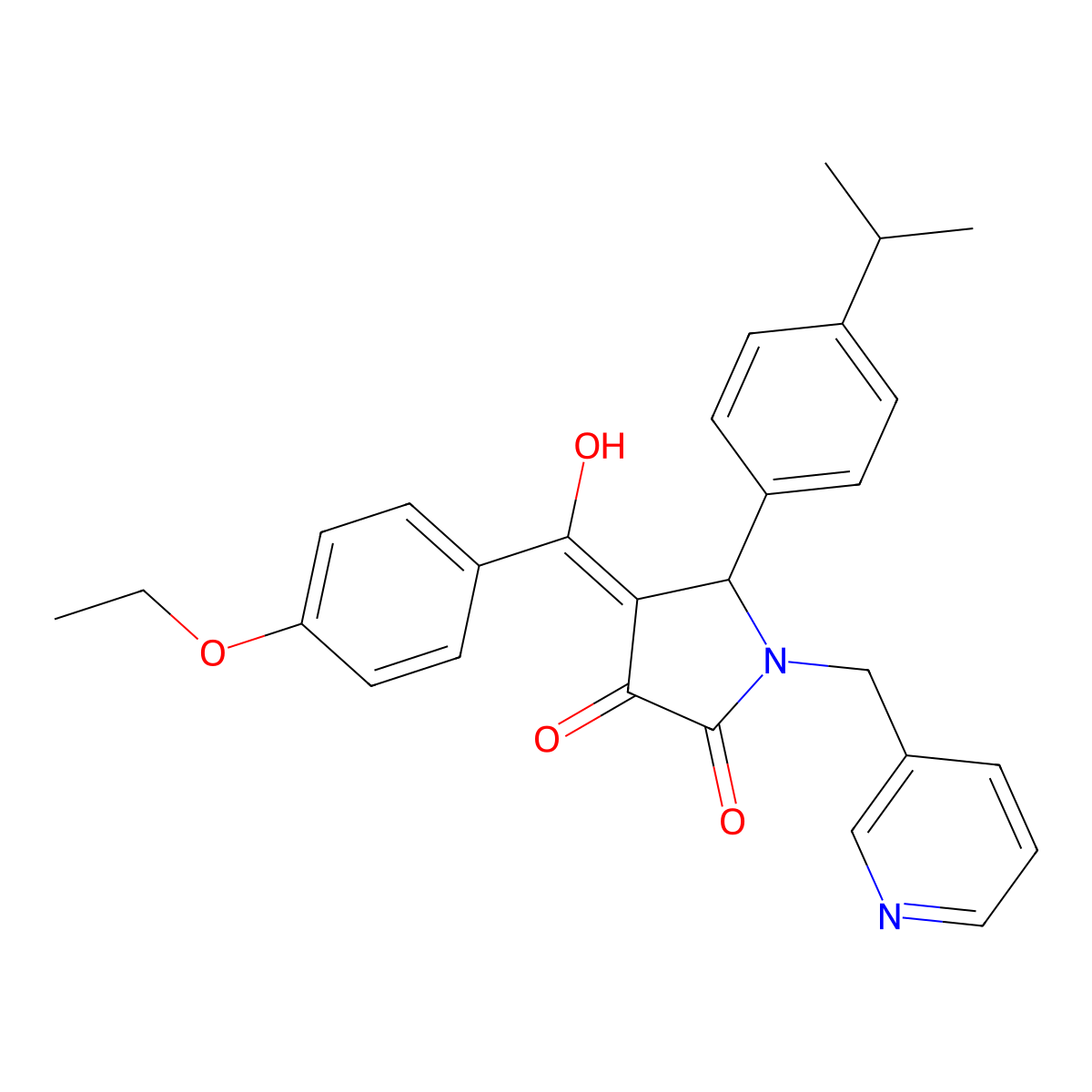 4-[(4-Ethoxyphenyl)-hydroxymethylidene]-5-(4-propan-2-ylphenyl)-1-(pyridin-3-ylmethyl)pyrrolidine-2,3-dione molecular structure, CAS 371212-53-2