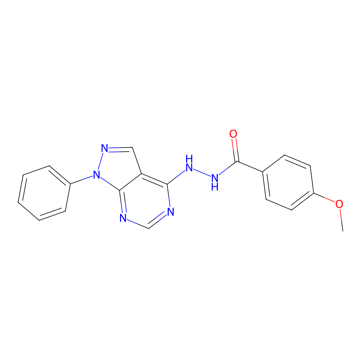 4-methoxy-N'-(1-phenyl-1H-pyrazolo[3,4-d]pyrimidin-4-yl)benzohydrazide molecular structure, CAS 371212-55-4