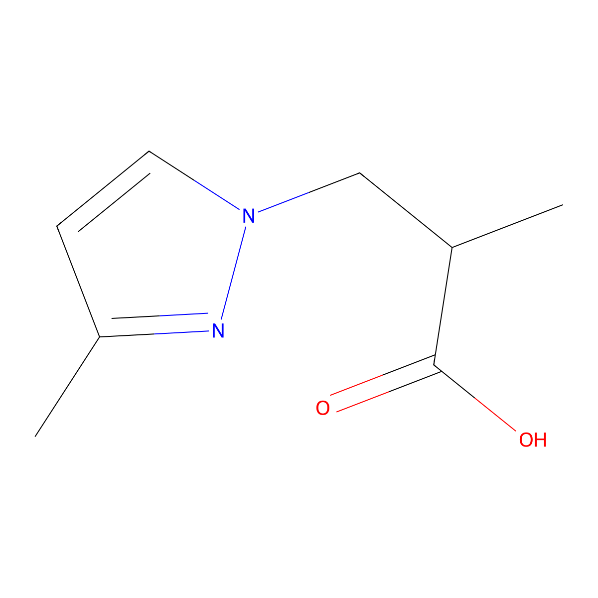 2-methyl-3-(3-methyl-1H-pyrazol-1-yl)propanoic acid molecular structure, CAS 371212-60-1