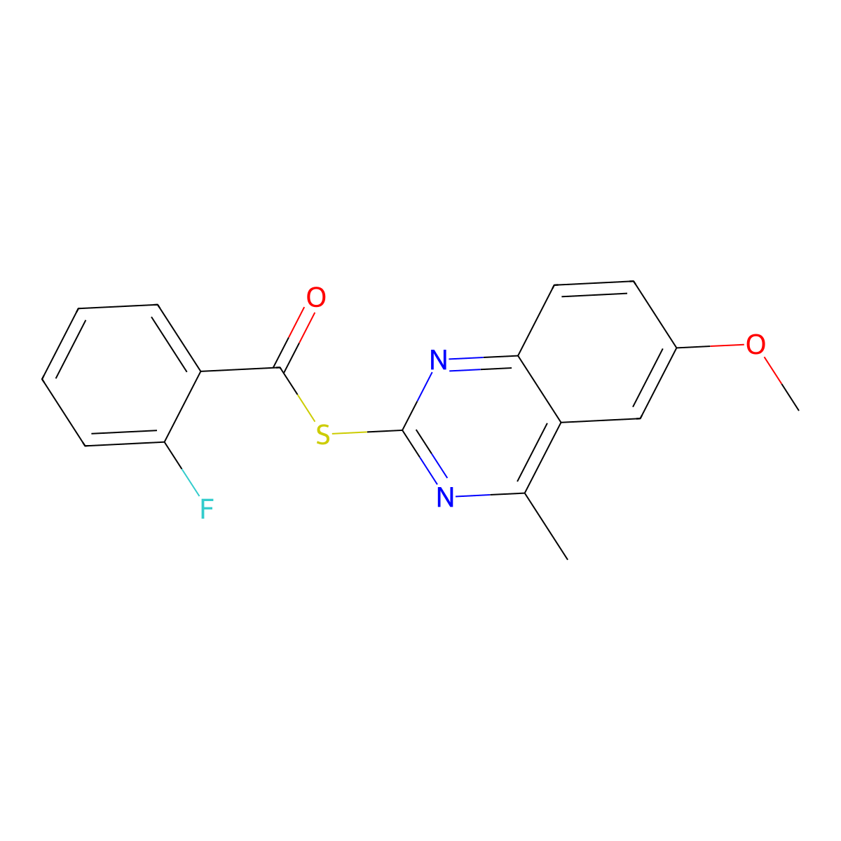 S-(6-methoxy-4-methylquinazolin-2-yl) 2-fluorobenzenecarbothioate molecular structure, CAS 371212-64-5