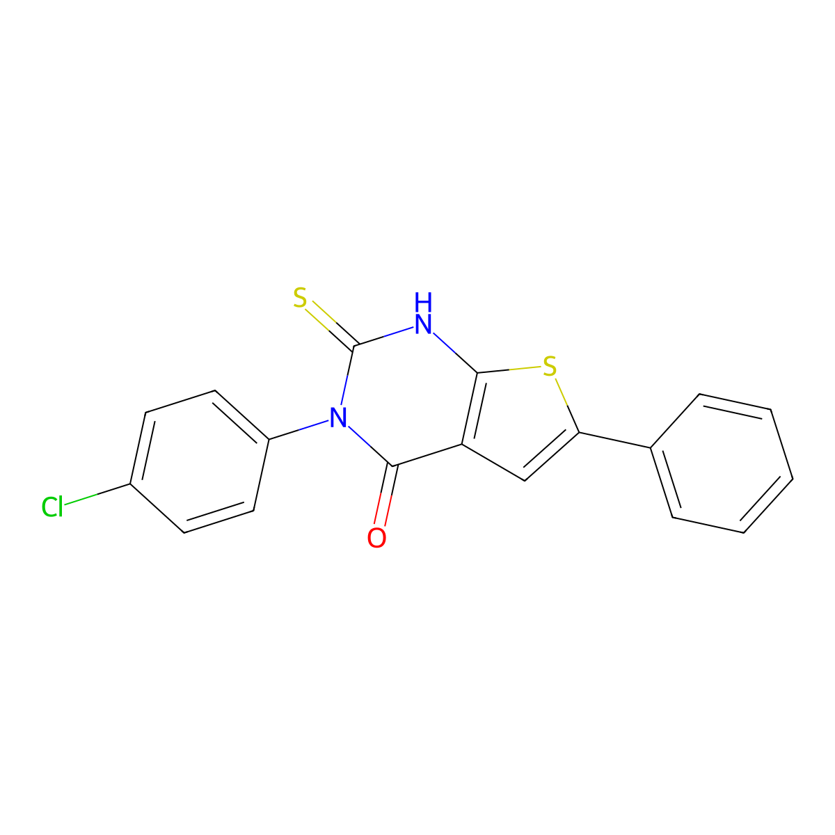 3-(4-chlorophenyl)-6-phenyl-2-thioxo-2,3-dihydrothieno[2,3-d]pyrimidin-4(1H)-one molecular structure, CAS 371213-18-2
