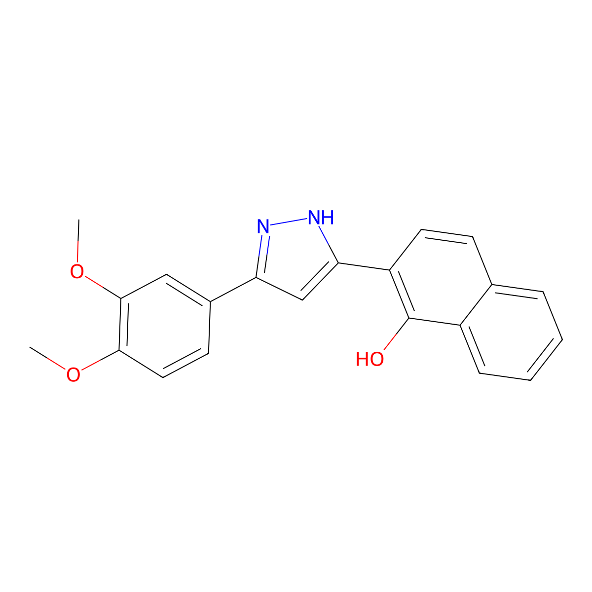 2-[5-(3,4-dimethoxyphenyl)-1H-pyrazol-3-yl]naphthalen-1-ol molecular structure, CAS 371213-22-8