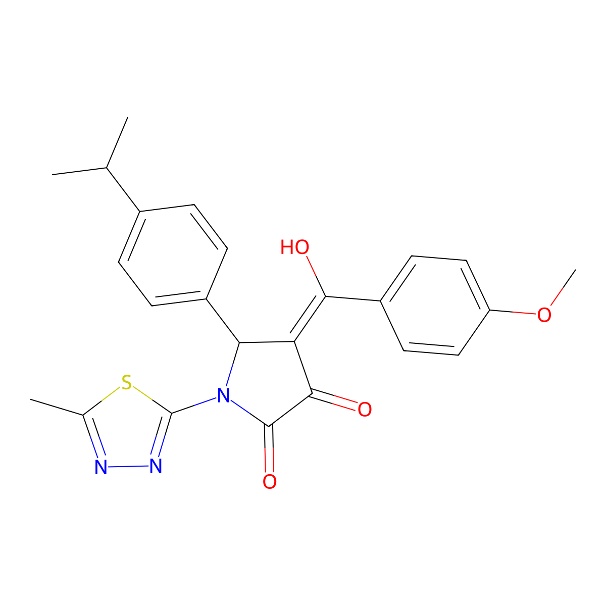 4-[Hydroxy-(4-methoxyphenyl)methylidene]-1-(5-methyl-1,3,4-thiadiazol-2-yl)-5-(4-propan-2-ylphenyl)pyrrolidine-2,3-dione molecular structure, CAS 371213-41-1