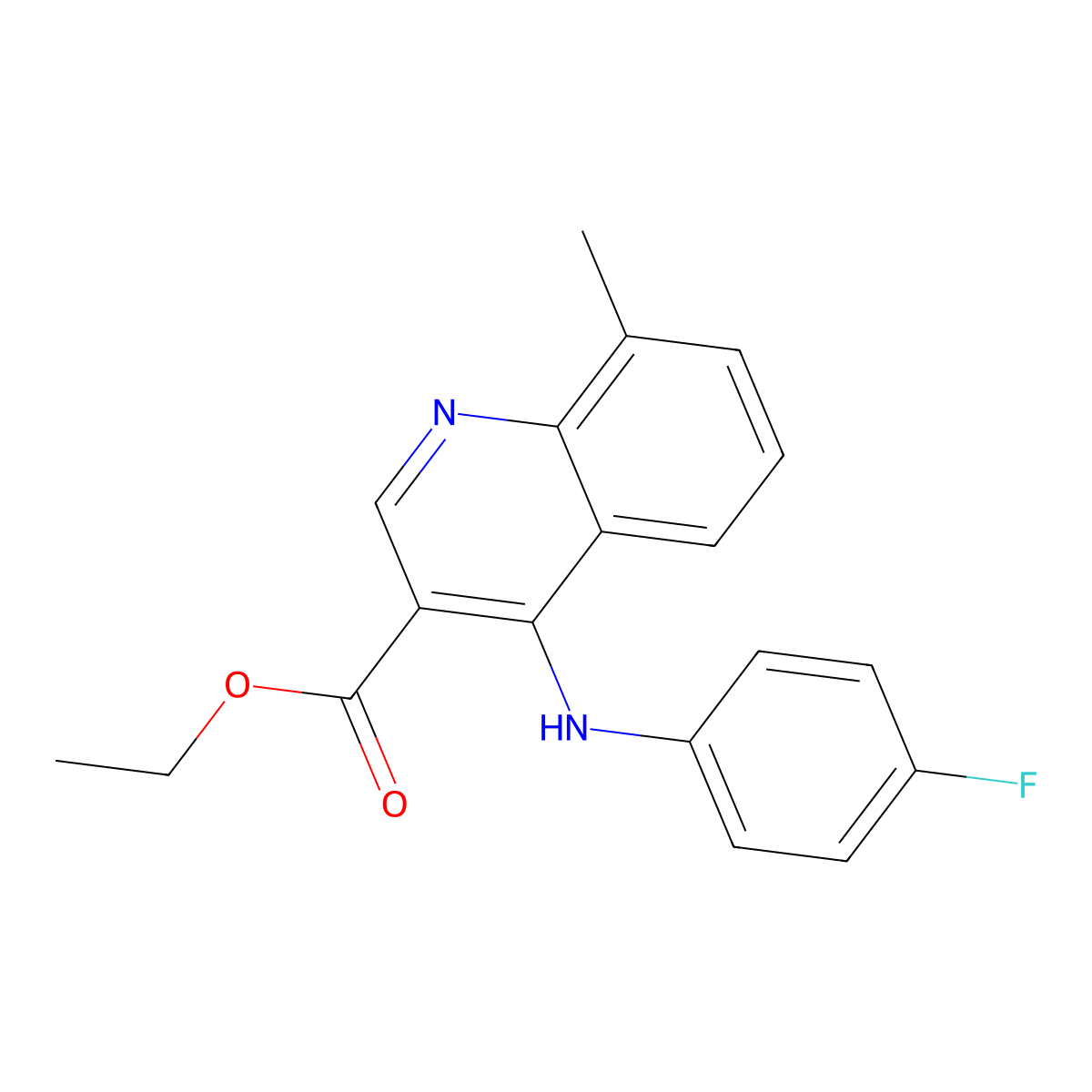 Ethyl 4-(4-fluoroanilino)-8-methyl-3-quinolinecarboxylate molecular structure, CAS 371213-55-7