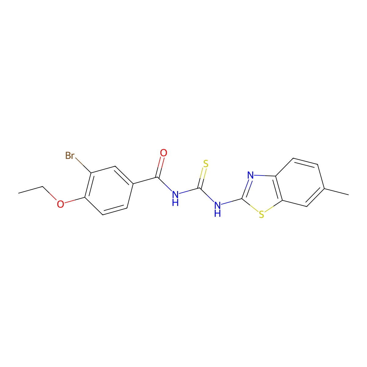 3-bromo-4-ethoxy-N-[(6-methyl-1,3-benzothiazol-2-yl)carbamothioyl]benzamide molecular structure, CAS 371213-63-7
