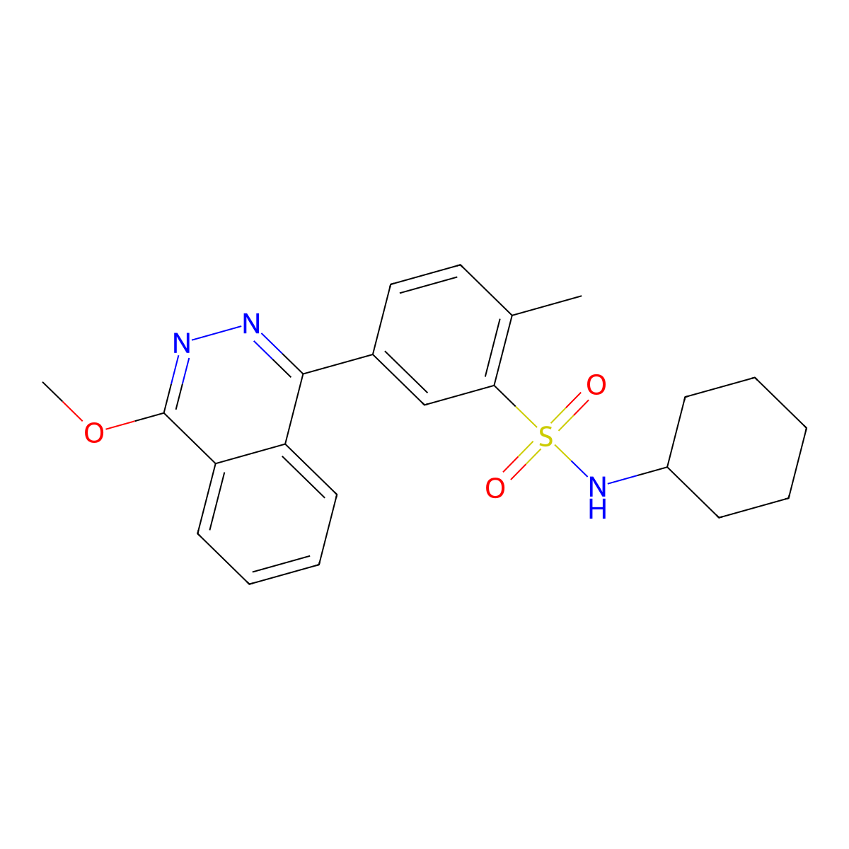 N-cyclohexyl-5-(4-methoxyphthalazin-1-yl)-2-methylbenzenesulfonamide molecular structure, CAS 371213-82-0