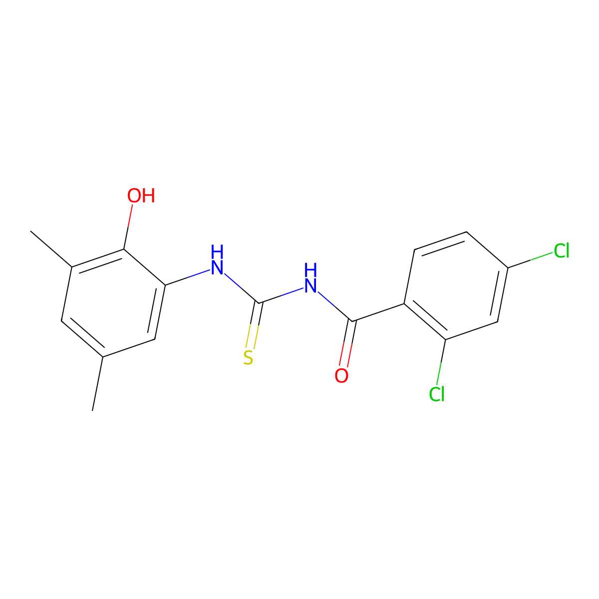 2,4-dichloro-N-[(2-hydroxy-3,5-dimethylphenyl)carbamothioyl]benzamide molecular structure, CAS 371213-88-6