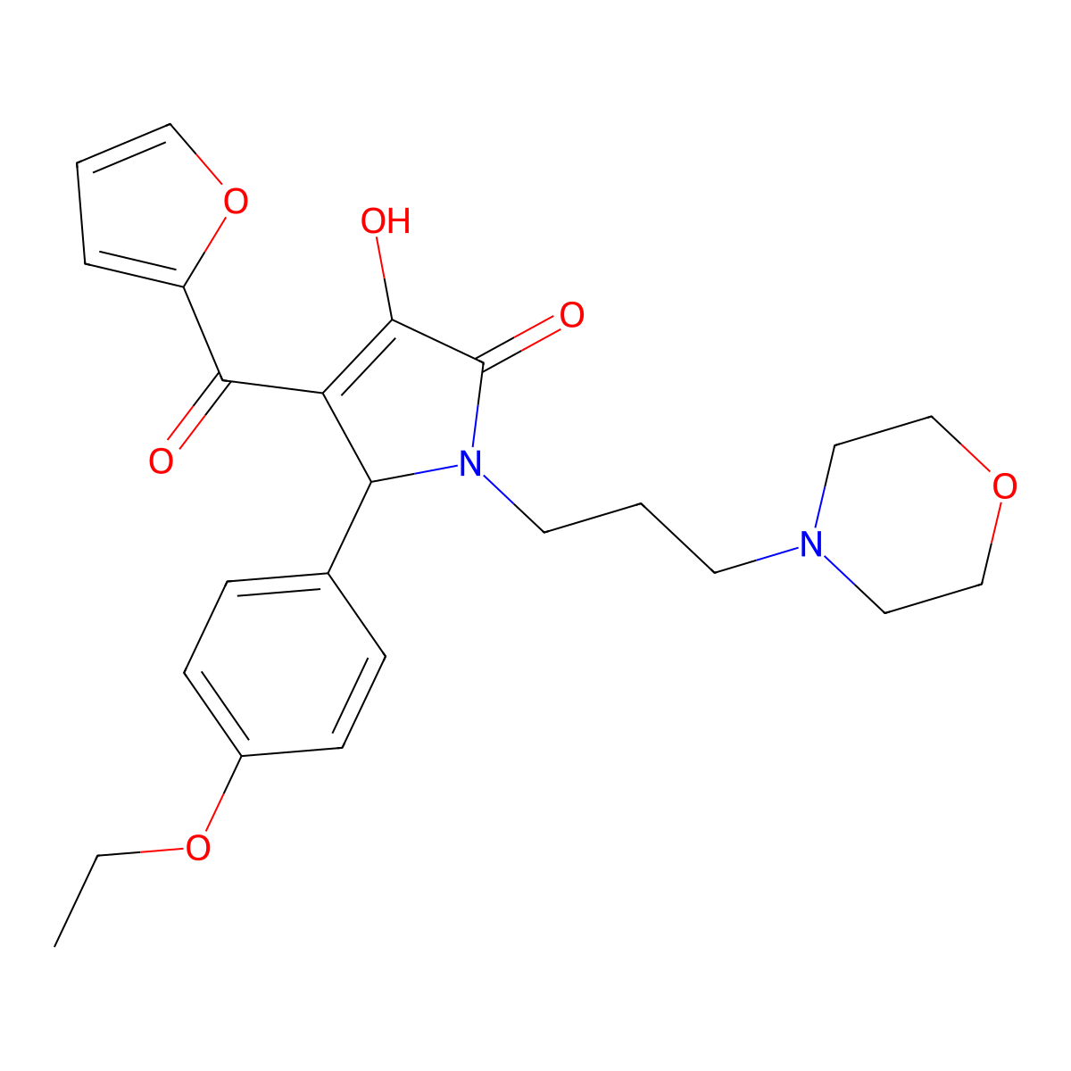 (4E)-5-(4-ethoxyphenyl)-4-[furan-2-yl(hydroxy)methylidene]-1-[3-(morpholin-4-yl)propyl]pyrrolidine-2,3-dione molecular structure, CAS 371214-02-7