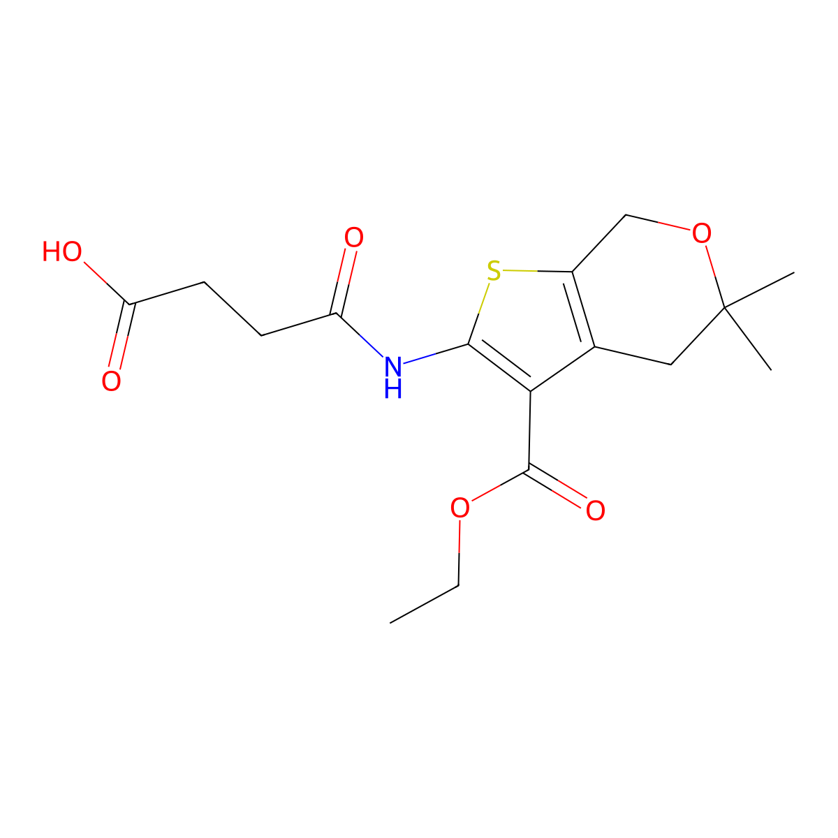 4-{[3-(ethoxycarbonyl)-5,5-dimethyl-4,7-dihydro-5H-thieno[2,3-c]pyran-2-yl]amino}-4-oxobutanoic acid molecular structure, CAS 371214-20-9